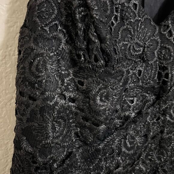 Leifsdottir Anthropologie Black Lace Eyelet Dress Lingonberry Sleeveless Size 4 - Picture 7 of 15